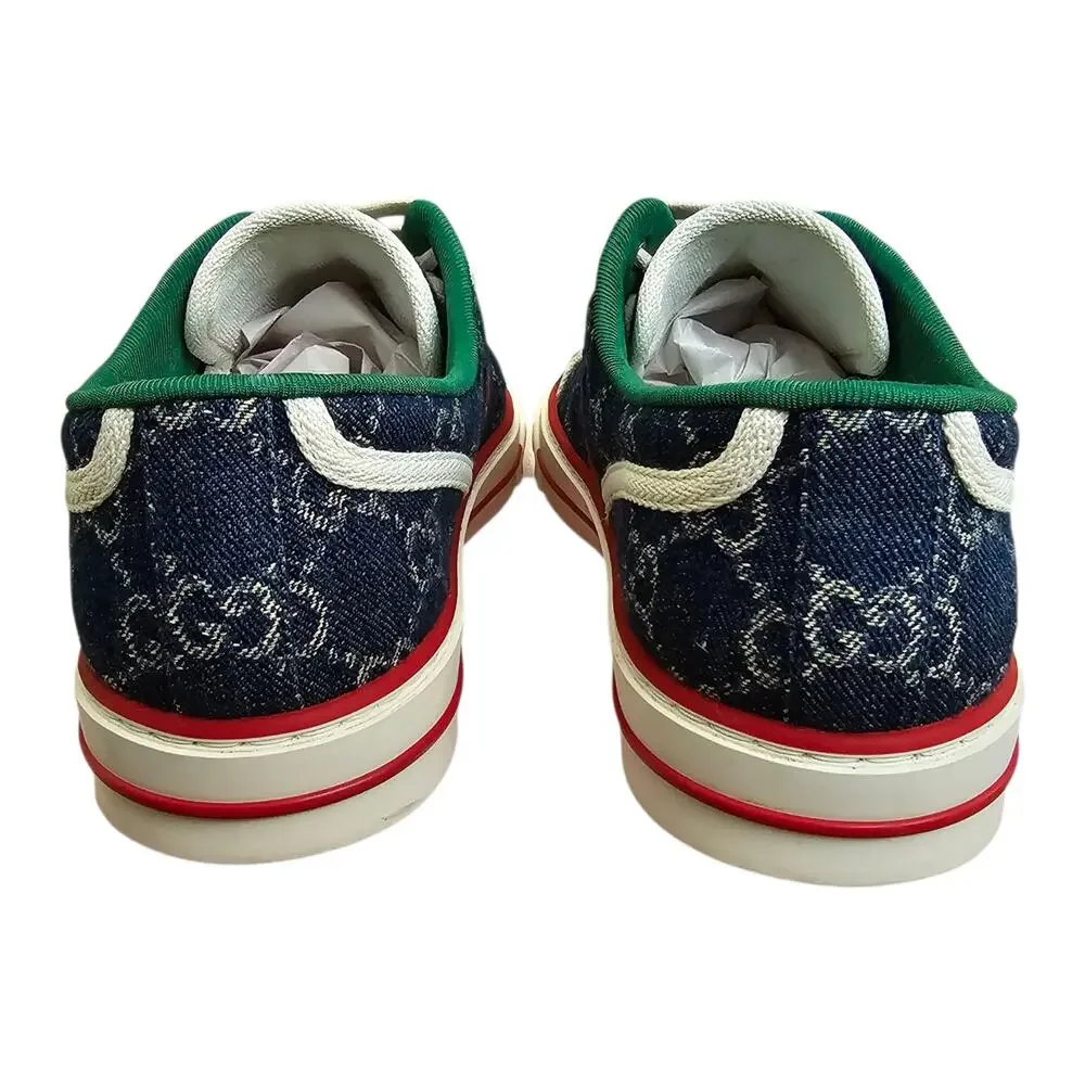Gucci Tennis 1977 Blue Denim GG Supreme Web Stripe Low Top Sneaker Size 41 US 11